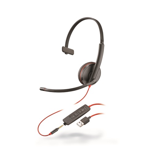 Гарнитура PLANTRONICS Blackwire C3215-A, 209746-101, для контактных центров, накладные, черный / красный