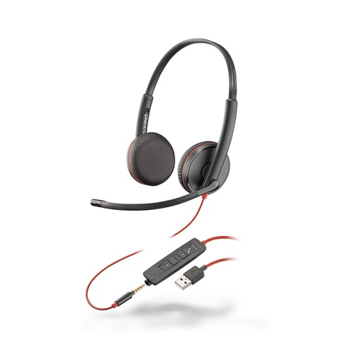 Гарнитура PLANTRONICS Blackwire C3225-A, 209747-101, для контактных центров, накладные, черный / красный