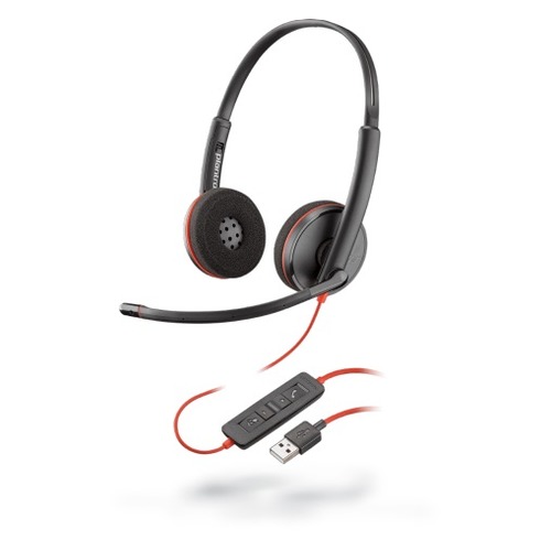 Гарнитура PLANTRONICS Blackwire C3220-A, для контактных центров, накладные, черный / красный [209745-101]