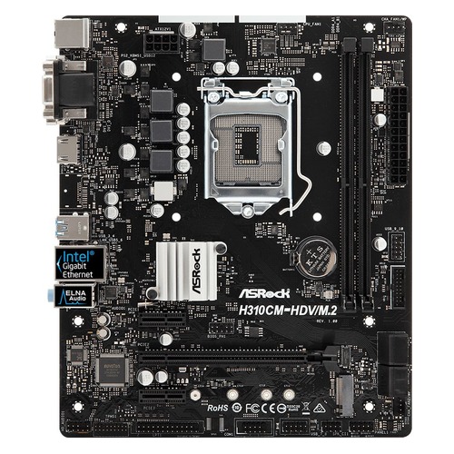 Материнская плата ASROCK H310CM-HDV/M.2, LGA 1151v2, Intel H310C, mATX, Ret