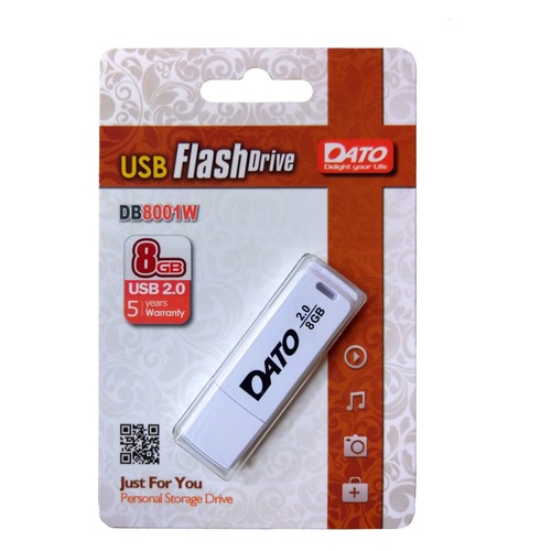 Флешка USB DATO DB8001 8Гб, USB2.0, белый [db8001w-08g]