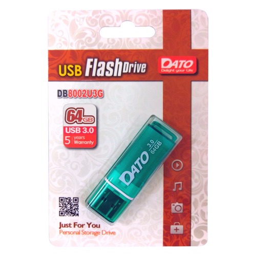 Флешка USB DATO DB8002U3 64Гб, USB3.0, зеленый [db8002u3g-64g]