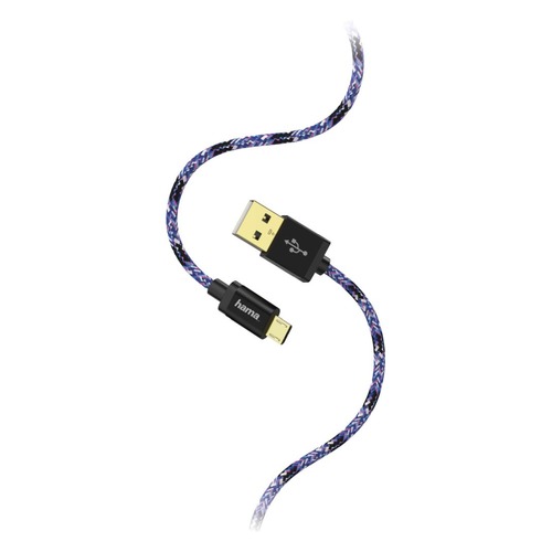 Кабель HAMA Sporty, USB A(m), micro USB B (m), 1.5м, синий / розовый [00183207]