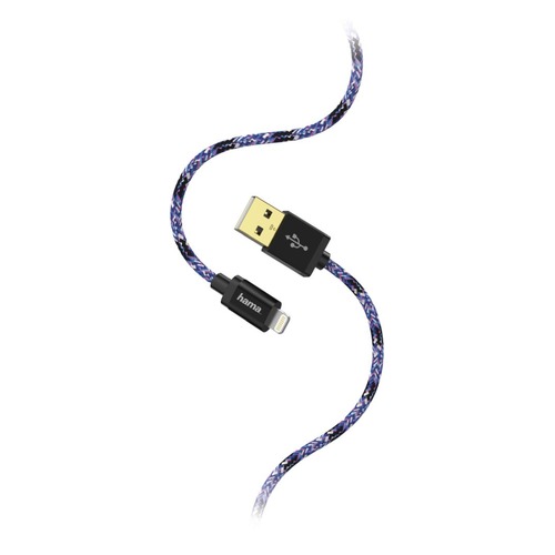 Кабель HAMA Sporty, USB A(m), Lightning (m), 1.5м, MFI, синий / розовый [00183208]
