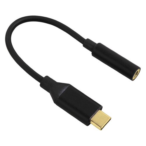 Адаптер HAMA 00135717, USB Type-C (m) (прямой) - Jack 3.5mm (f) (прямой), 0.1м, черный