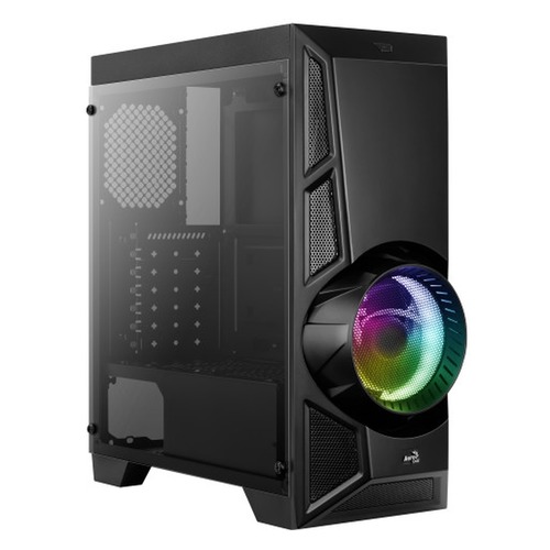 Корпус ATX AEROCOOL Aero Engine RGB-G-BK-v2, Midi-Tower, без БП, черный