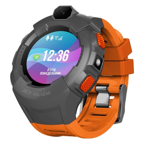 Смарт-часы JET Kid Gear, 50мм, 1.44", серый / оранжевый [gear orange+grey]