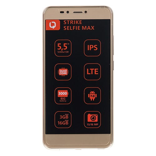 Смартфон BQ Strike Selfie Max 16Gb, 5504, золотистый