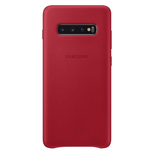 Чехол (клип-кейс) SAMSUNG Leather Cover, для Samsung Galaxy S10+, красный [ef-vg975lregru]