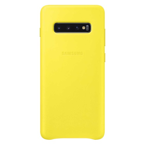 Чехол (клип-кейс) SAMSUNG Leather Cover, для Samsung Galaxy S10+, желтый [ef-vg975lyegru]