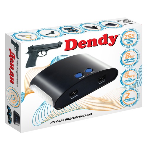 Игровая консоль DENDY 255 игр, световой пистолет, черный