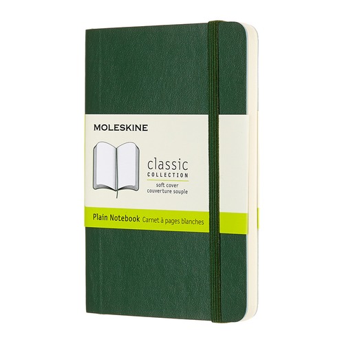 Блокнот Moleskine CLASSIC SOFT Pocket 90x140мм 192стр. нелинованный мягкая обложка зеленый 9 шт./кор.