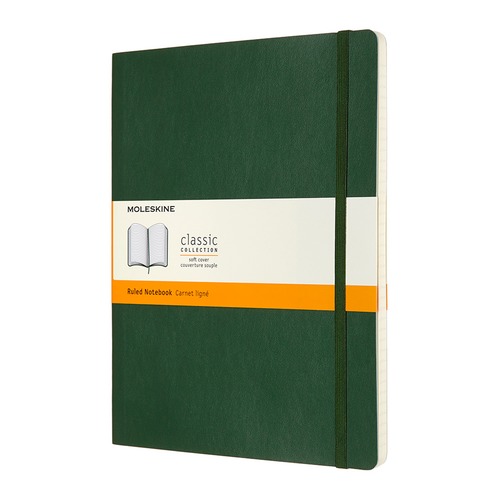 Блокнот Moleskine CLASSIC SOFT XLarge 190х250мм 192стр. линейка мягкая обложка зеленый 6 шт./кор.