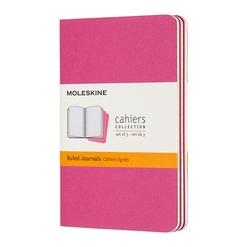 Блокнот Moleskine CAHIER JOURNAL Pocket 90x140мм обложка картон 64стр. линейка розовый неон (3шт) 9 шт./кор.