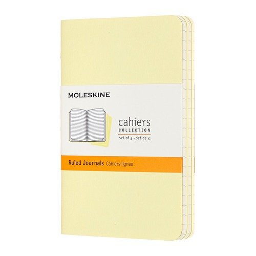 Блокнот Moleskine CAHIER JOURNAL Pocket 90x140мм обложка картон 64стр. линейка нежно-желтый (3шт) 9 шт./кор.