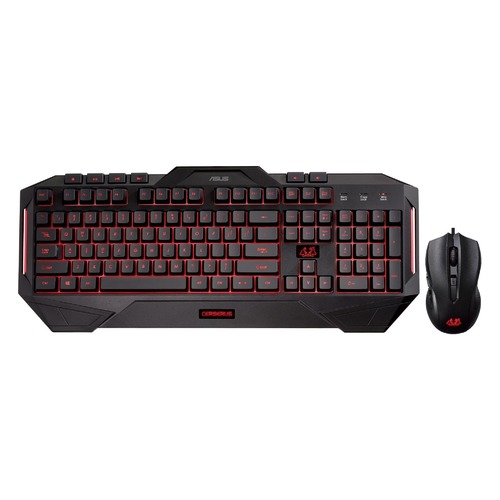 Комплект (клавиатура+мышь) ASUS Cerberus Combo, USB, проводной, черный [90yh0141-b2ra00]