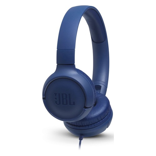 Наушники с микрофоном JBL T500, 3.5 мм, накладные, синий [jblt500blu]