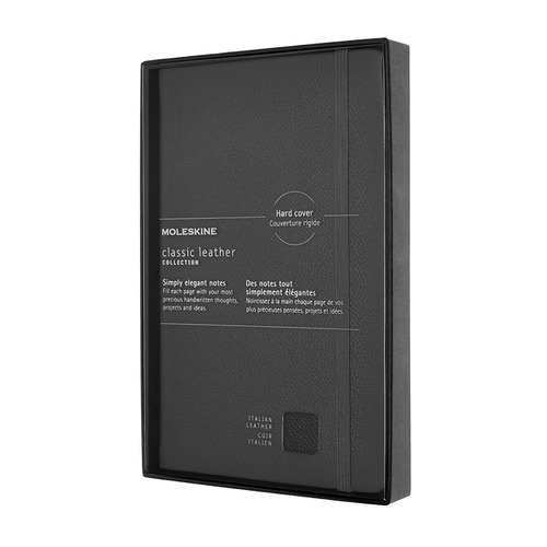 Блокнот Moleskine LE LEATHER Large 130х210мм натур. кожа 192стр. линейка твердая обложка черный