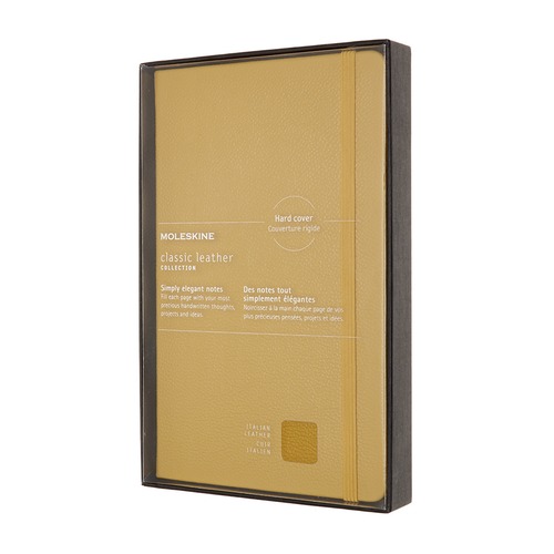 Блокнот Moleskine LE LEATHER Large 130х210мм натур. кожа 192стр. линейка твердая обложка желтый