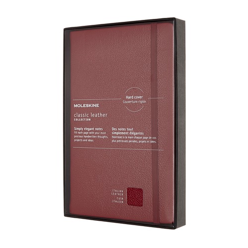 Блокнот Moleskine LE LEATHER Large 130х210мм натур. кожа 192стр. линейка мягкая обложка красный