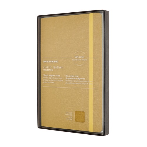 Блокнот Moleskine LE LEATHER Large 130х210мм натур. кожа 192стр. линейка мягкая обложка желтый