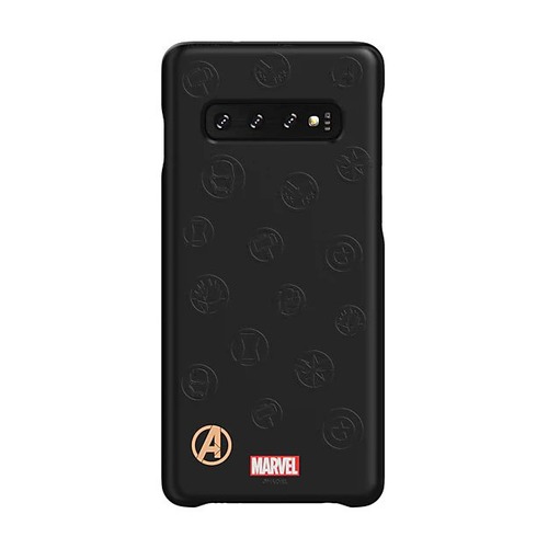 Чехол (клип-кейс) SAMSUNG Marvel Case AvLogo, для Samsung Galaxy S10, черный [gp-g973hifgkwe]