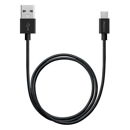 Кабель DEPPA Alum, micro USB B (m), USB A(m), 1.2м, черный [72256]
