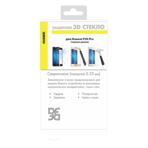 Защитное стекло для экрана DF hwColor-94 для Huawei P30 Pro, 3D, 1 шт, черный [df hwcolor-94 (black)]