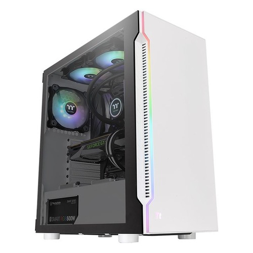 Корпус ATX THERMALTAKE H200 TG Snow RGB, Midi-Tower, без БП, белый