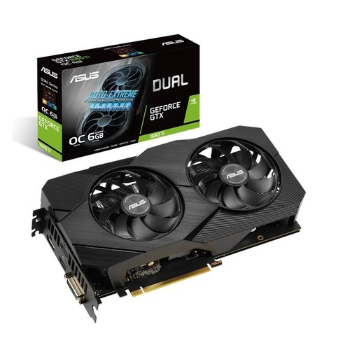 Видеокарта ASUS nVidia GeForce GTX 1660TI , DUAL-GTX1660TI-O6G-EVO, 6Гб, GDDR6, OC, Ret