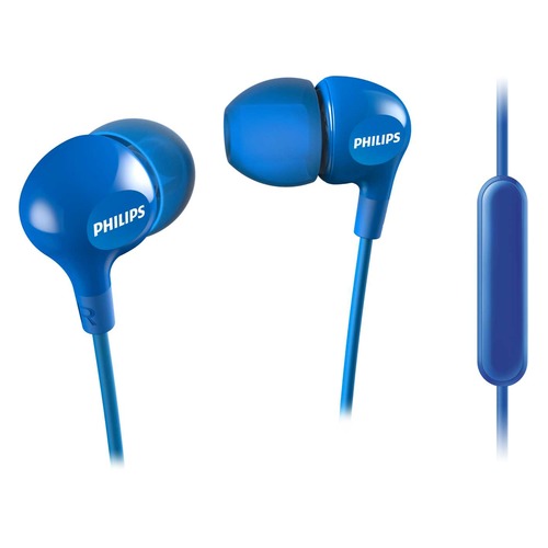 Наушники с микрофоном PHILIPS SHE3555BL/00, 3.5 мм, вкладыши, синий