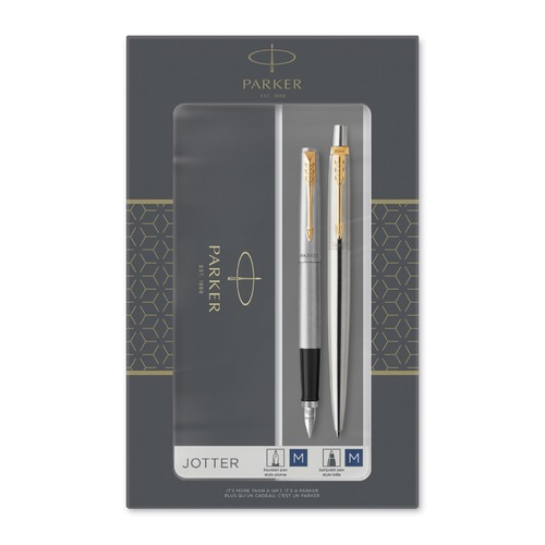 Набор Parker Jotter Core FK691 (2093257) Stainless Steel GT ручка перьевая, ручка шариковая подар.ко