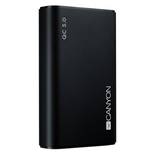 Внешний аккумулятор (Power Bank) CANYON CND-TPBQC10B, 10000мAч, черный [h2cndtpbqc10b]