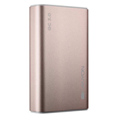 Внешний аккумулятор (Power Bank) CANYON CND-TPBQC10RG, 10000мAч, розовый [h2cndtpbqc10rg]