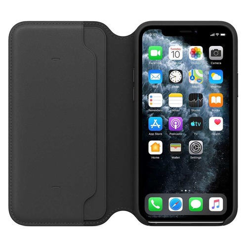 Чехол (флип-кейс) APPLE Leather Folio, для Apple iPhone 11 Pro, черный [mx062zm/a]