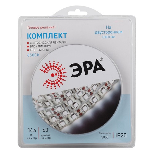 Лента светодиод. Эра 5050kit-14,4-60-12-IP20-6500-5m (Б0043065)