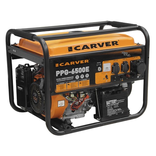 Бензиновый генератор CARVER PPG- 6500Е, 220/12 В, 9.6кВт [01.020.00005]