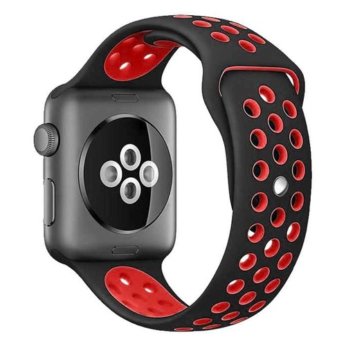 Ремешок DF iSportband-02 для Apple Watch Series 3/4/5 черный/красный (DF ISPORTBAND-02 (BLACK/RED))
