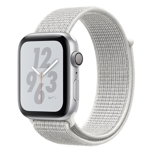 Смарт-часы APPLE Watch Series 4 Nike+, 40мм, серебристый / белый [mu7f2/a]