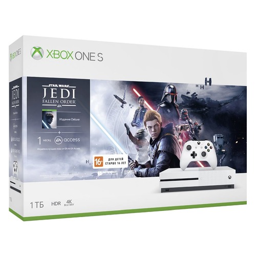 Игровая консоль MICROSOFT Xbox One S с 1 ТБ памяти, игрой: Star Wars Jedi Fallen Order, 234-01099, белый