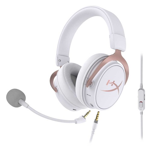 Гарнитура игровая HYPERX Cloud Mix Rose Gold, для ПК и игровых консолей, накладные, bluetooth, белый / бронзовый [hx-hscam-rg/ww]