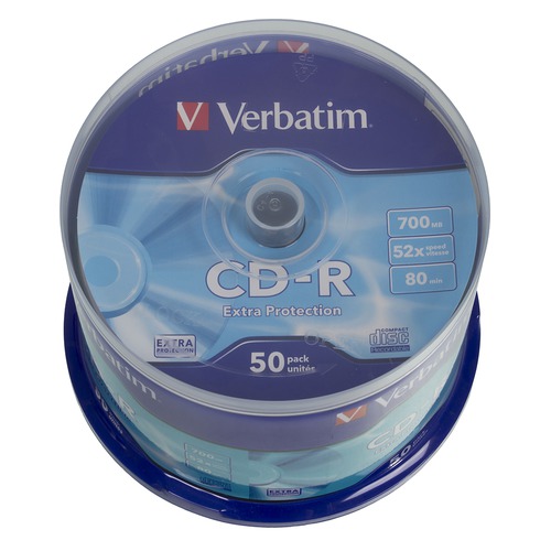 Оптический диск CD-R VERBATIM 700Мб 52x, 50шт., cake box [43351]