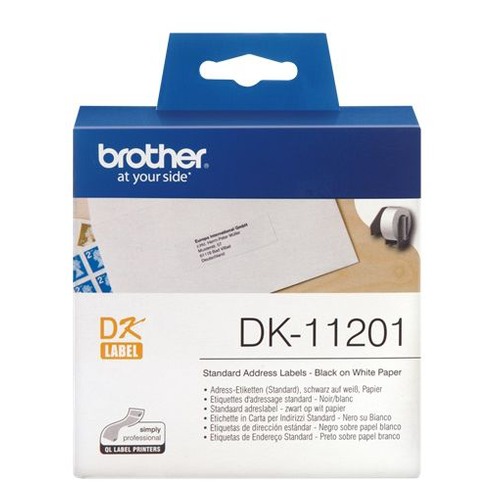 Картридж BROTHER DK11201, черный шрифт, белый