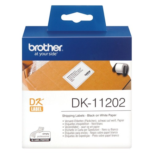 Картридж BROTHER DK11202, черный шрифт, белый