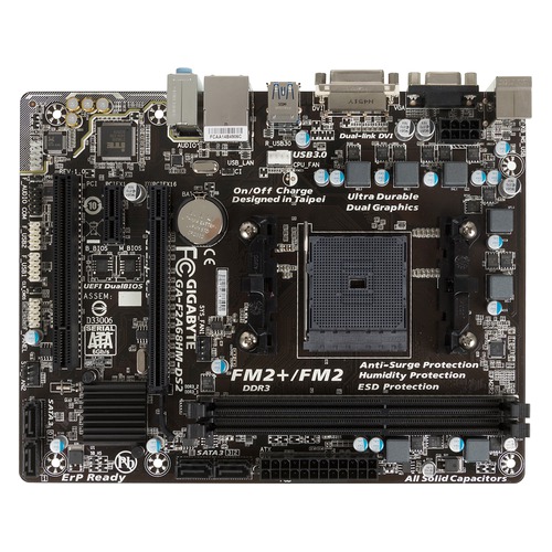 Материнская плата GIGABYTE GA-F2A68HM-DS2, Socket FM2+, AMD A68H, mATX, Ret