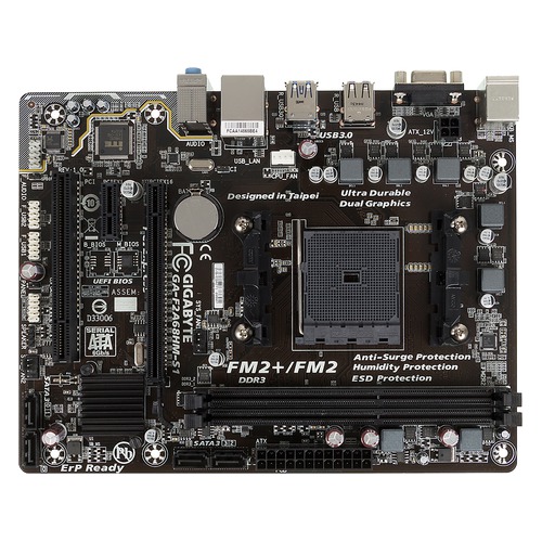 Материнская плата GIGABYTE GA-F2A68HM-S1, Socket FM2+, AMD A68H, mATX, Ret