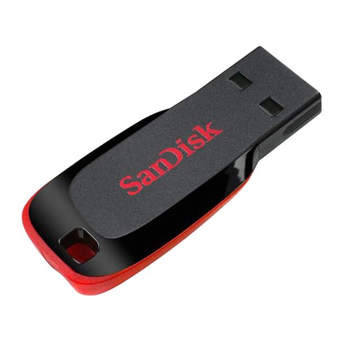 Флешка USB SANDISK Cruzer Blade 128Гб, USB2.0, черный и красный [sdcz50-128g-b35]
