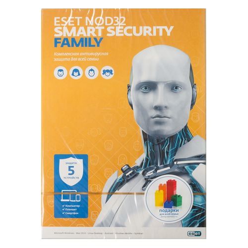ПО Eset NOD32 Smart Security Family 5 ПК 1 год Box (NOD32-ESM-NS(BOX)-1-5)