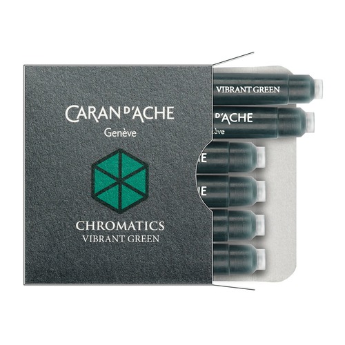 Картридж Carandache Chromatics (8021.210) Vibrant green чернила для ручек перьевых (6шт)