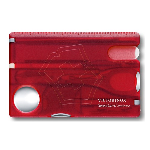 Швейцарская карта Victorinox SwissCard Nailcare (0.7240.T) красный полупрозначный коробка подарочная